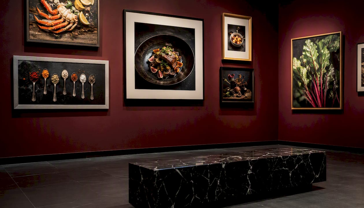Gallery exhibition of food photography prints