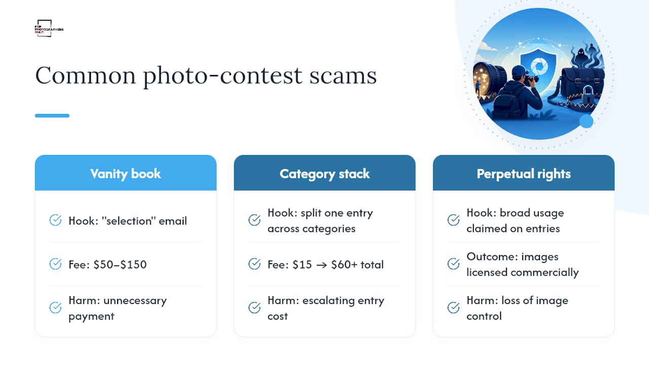 Three photo contest scam patterns and impacts