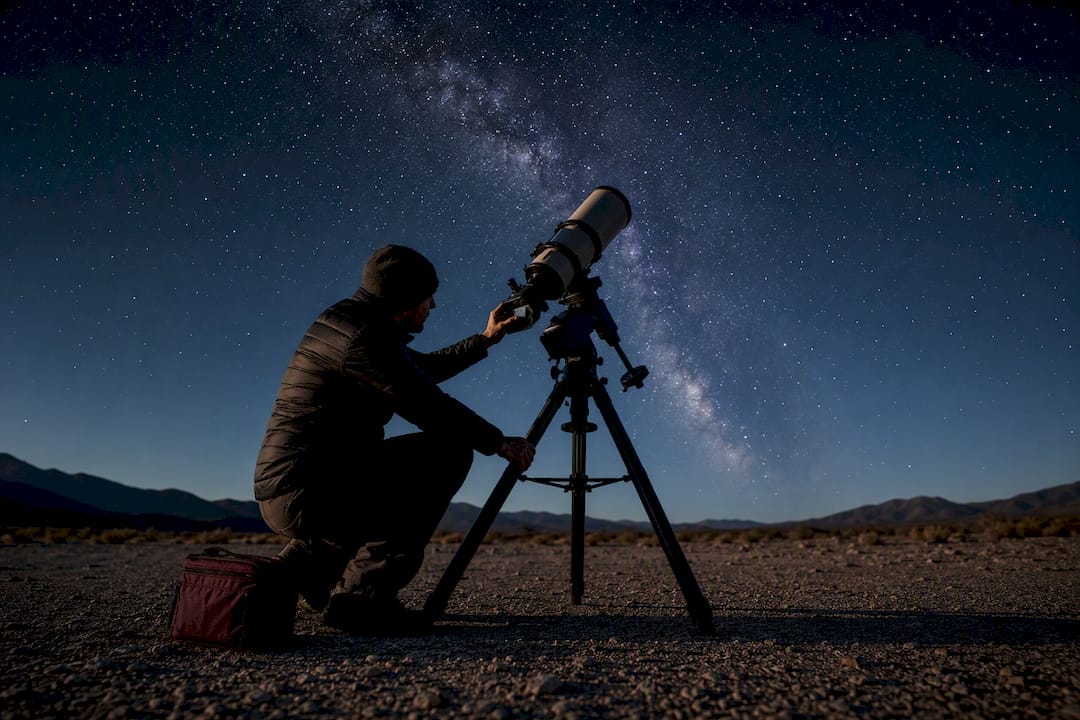 Astrophotographer capturing Milky Way image