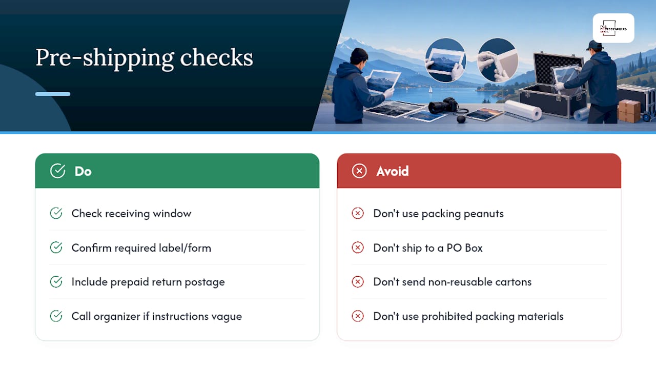 Four checks for competition shipping forms