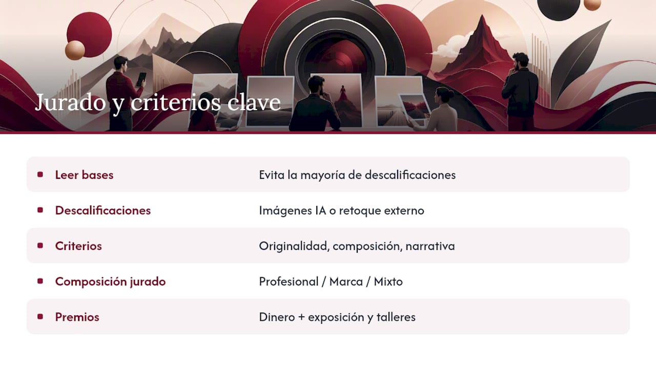 Bases oficiales, jurado y criterios de evaluación — overview diagram