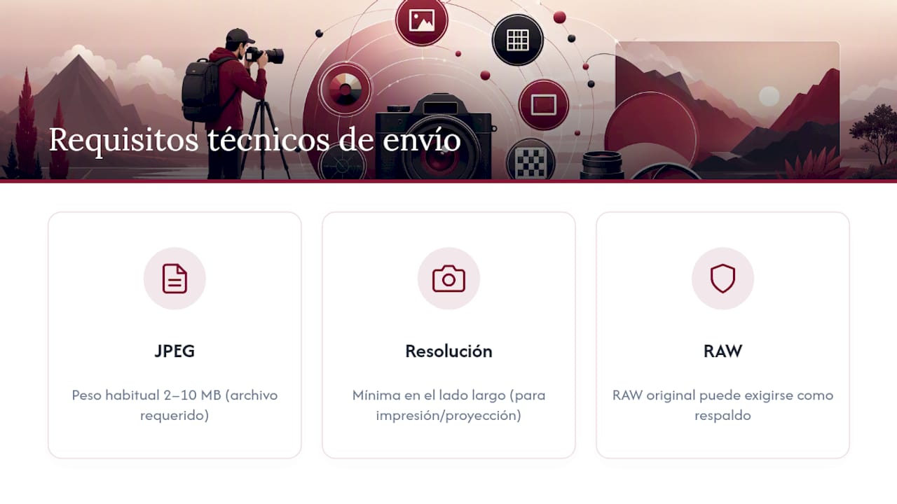 Especificaciones técnicas para enviar fotografías