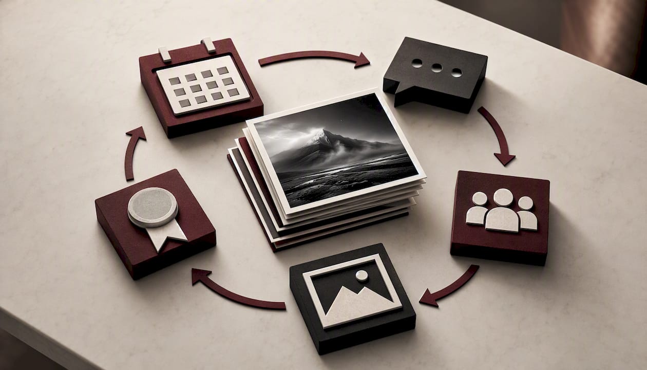 Illustration of recurring contest career development cycle