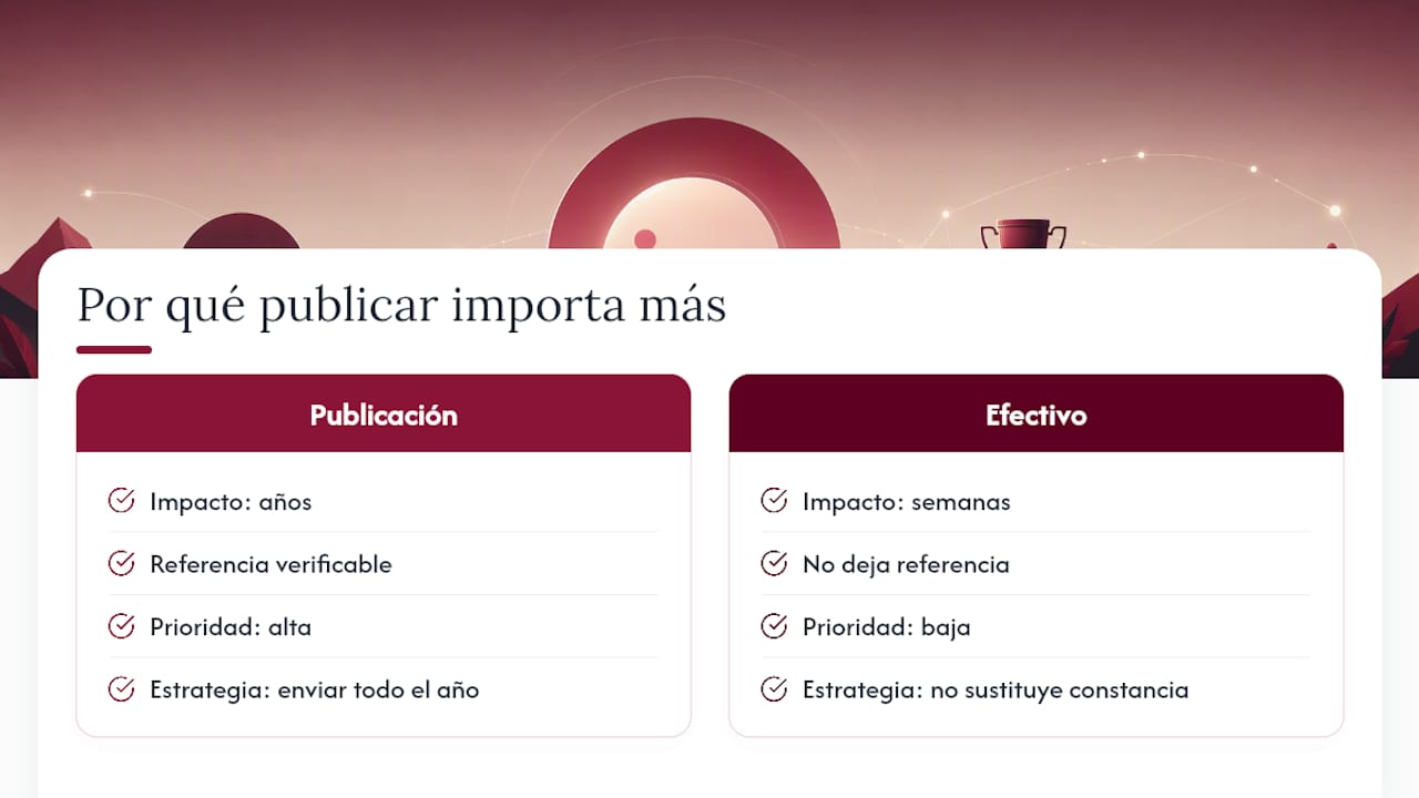 Por qué la publicación pesa más que el cheque — overview diagram