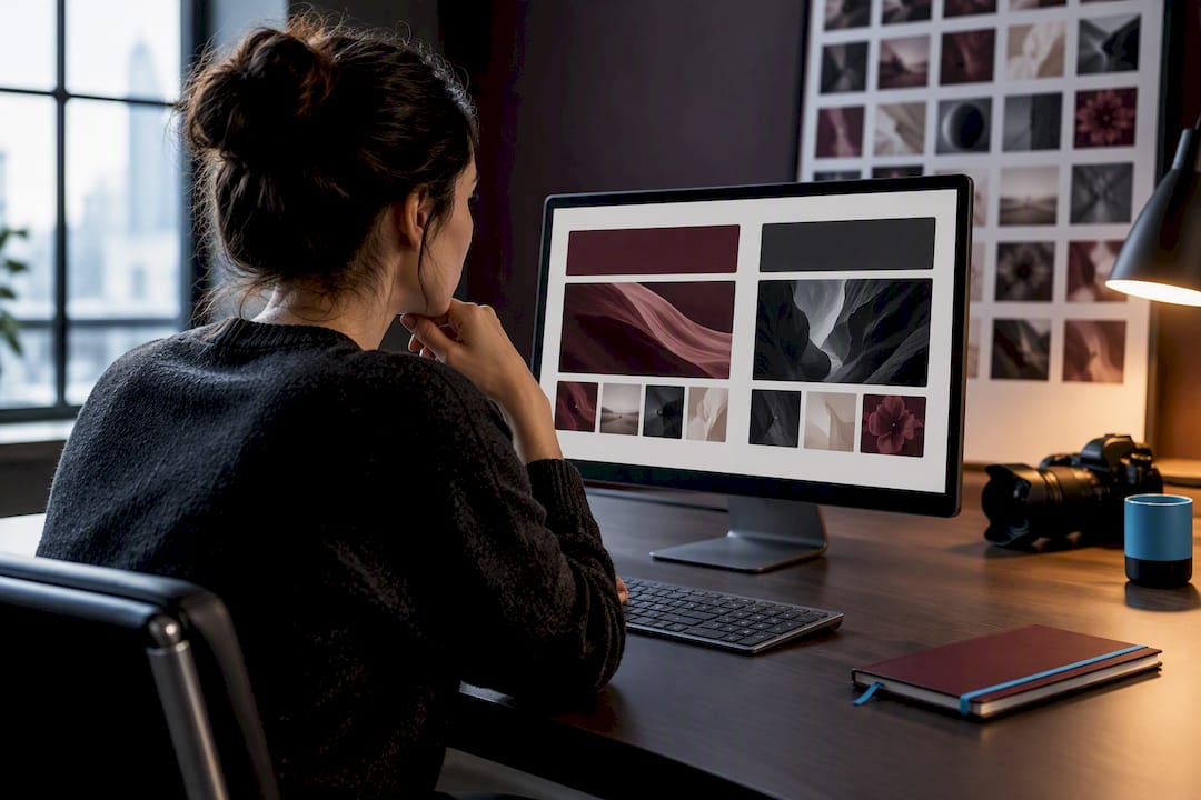 Photographer comparing stock licensing options