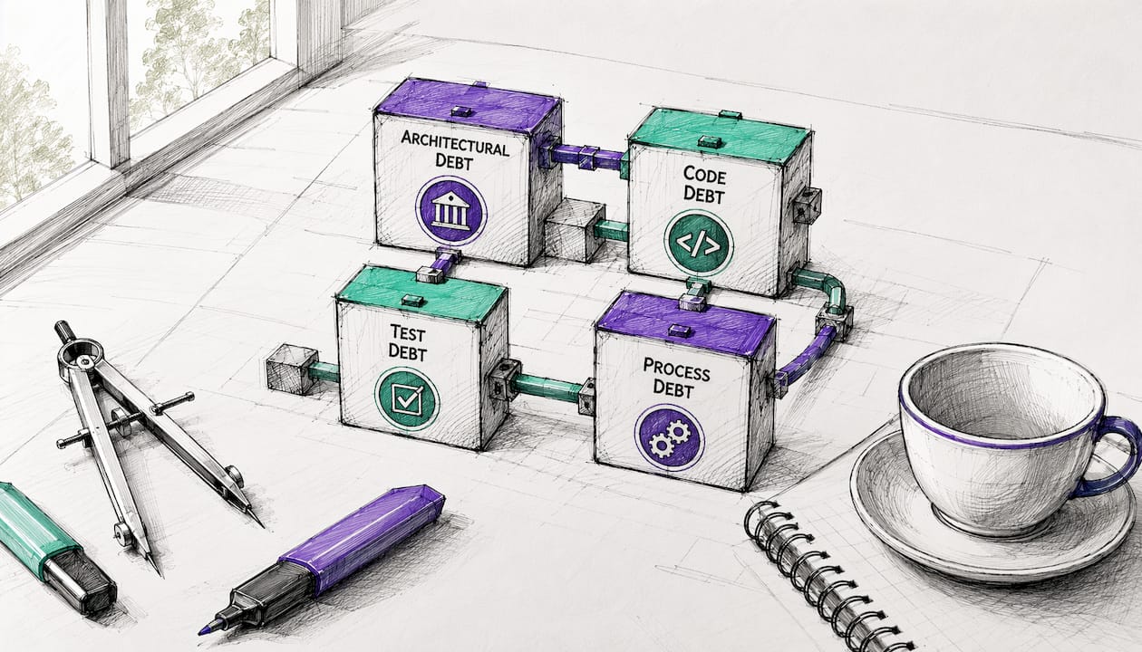 Modular blocks depicting types of technical debt