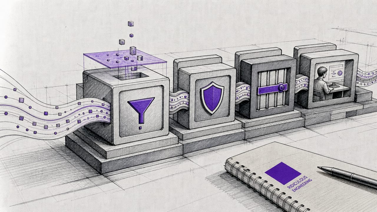 Sketch diagram of layered security defenses