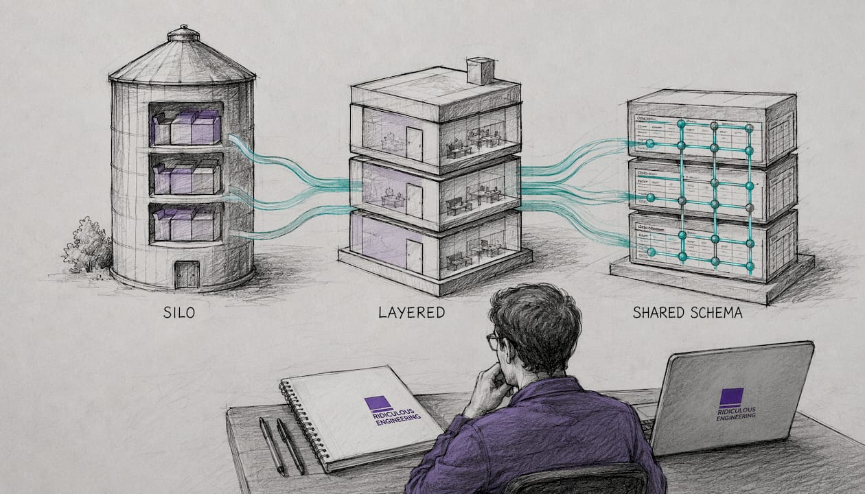 Three modular towers representing tenancy models