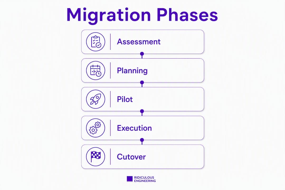 Infographic showing migration phases in vertical flow