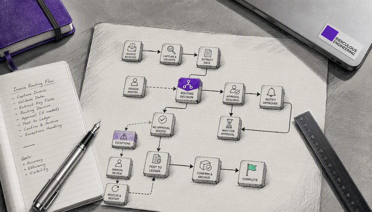 Illustration of invoice routing and approval process