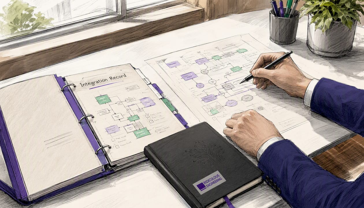 Close-up of hands preparing integration record paperwork