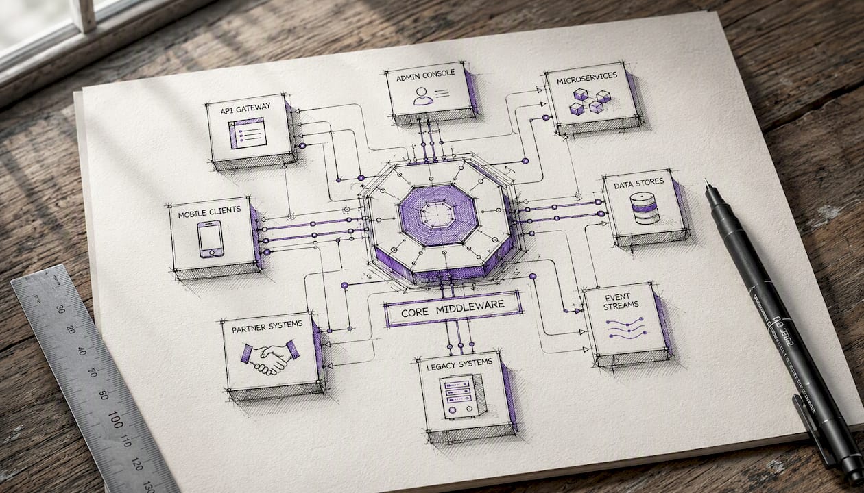 Illustration of middleware integration architecture