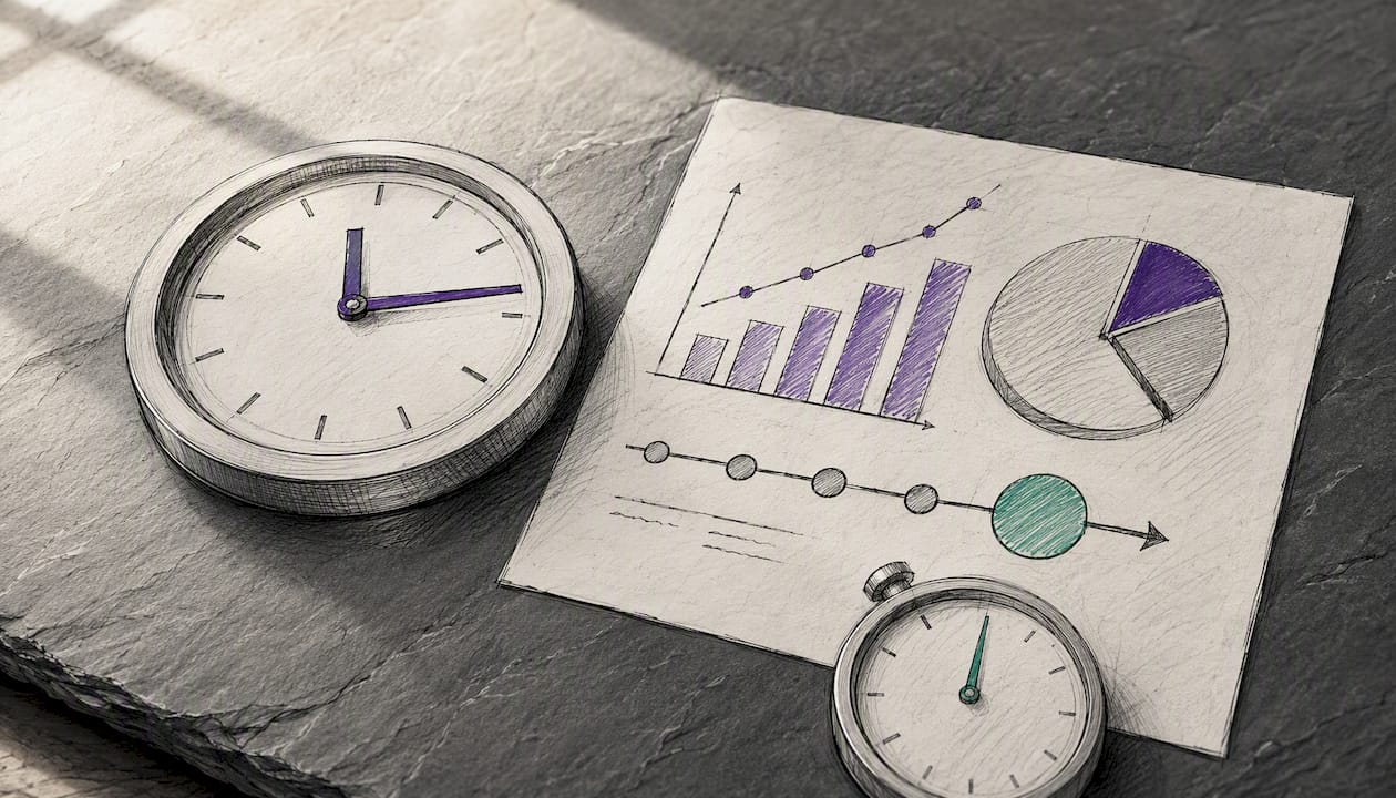 Hand-drawn analytic metrics dashboard sketch