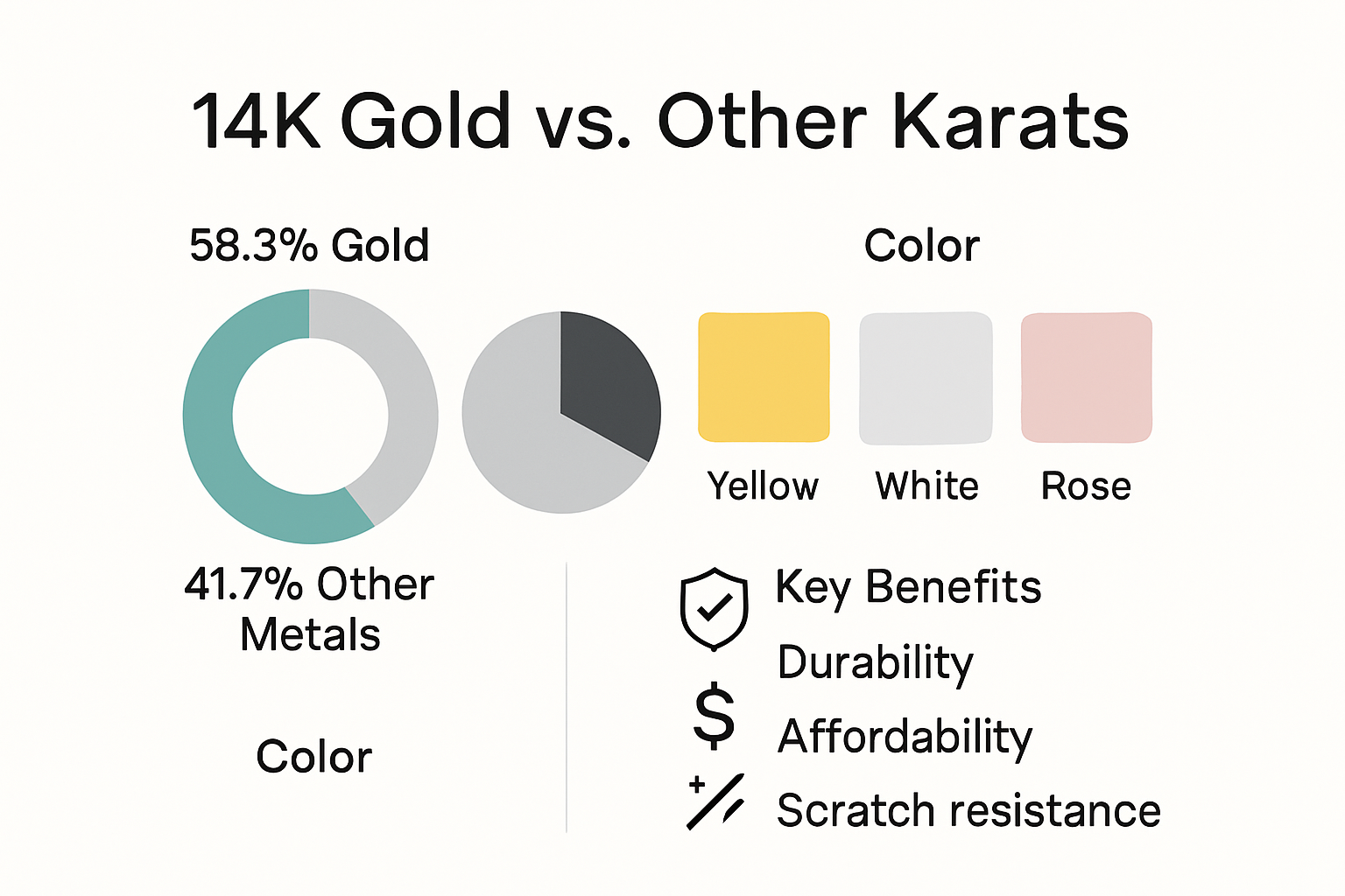 Infographic comparing 14k gold to other karats