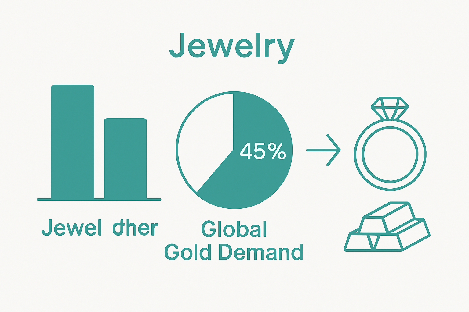 Infographic showing gold demand: jewelry vs. other uses