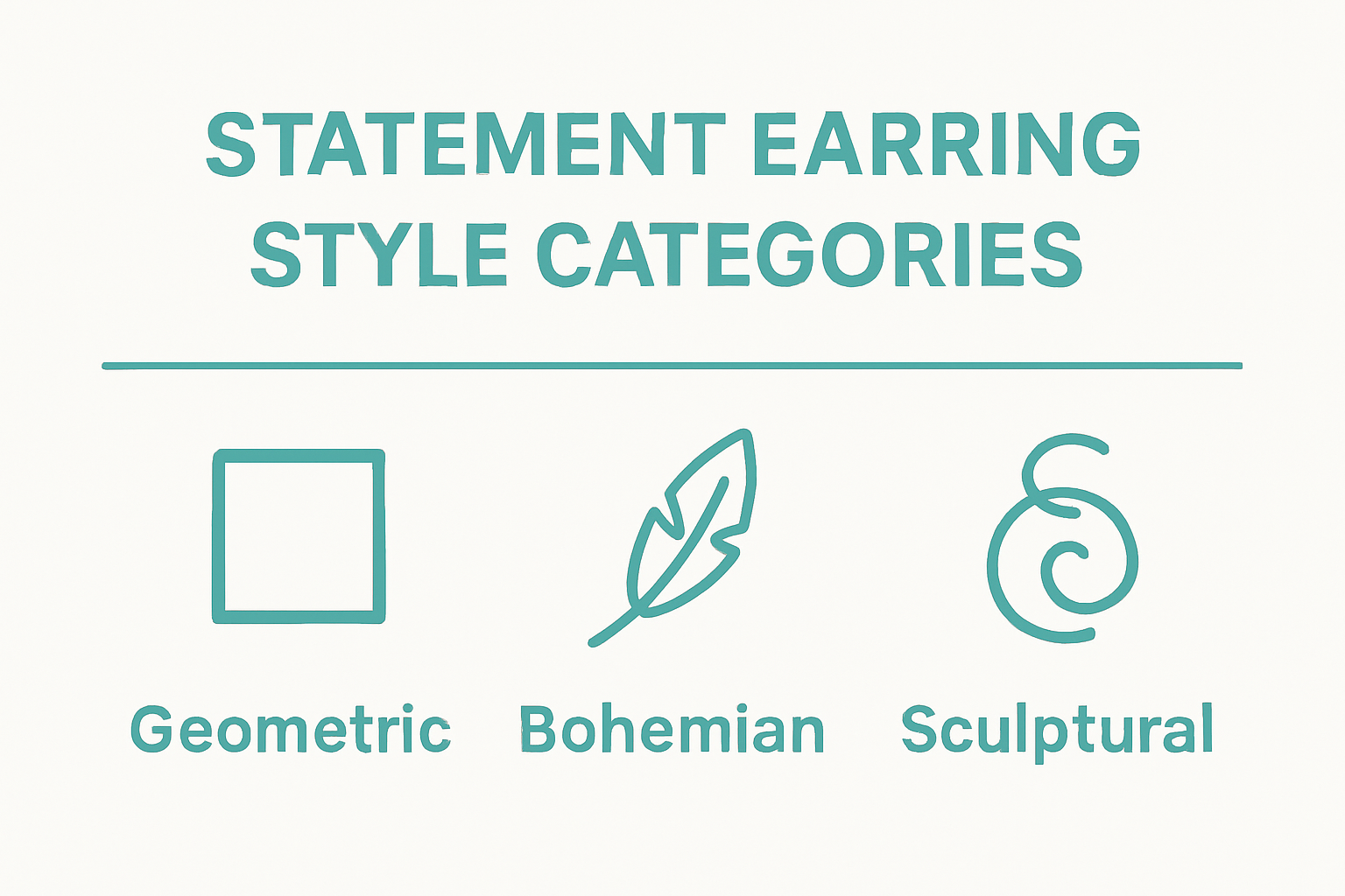Infographic comparing geometric, bohemian, and sculptural earring styles