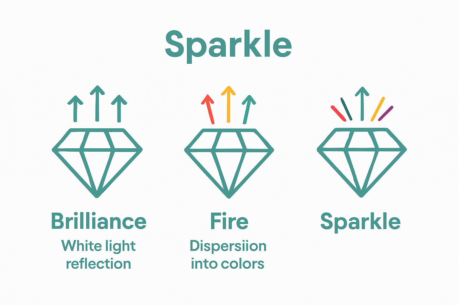 Infographic comparing diamond brilliance and fire