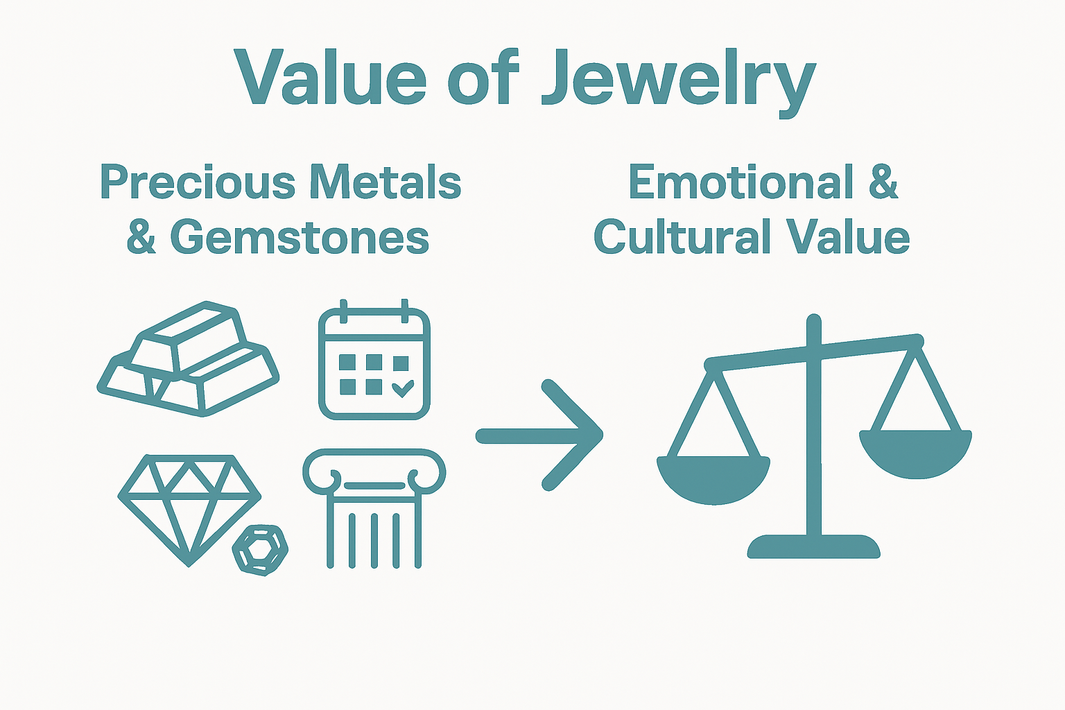 Infographic comparing material and emotional value in jewelry investment