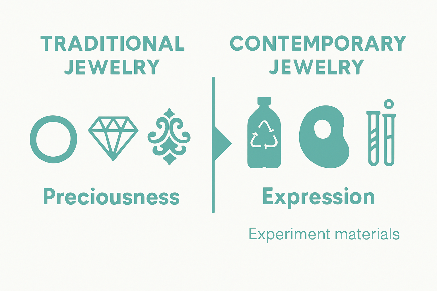 Infographic comparing traditional and contemporary jewelry features