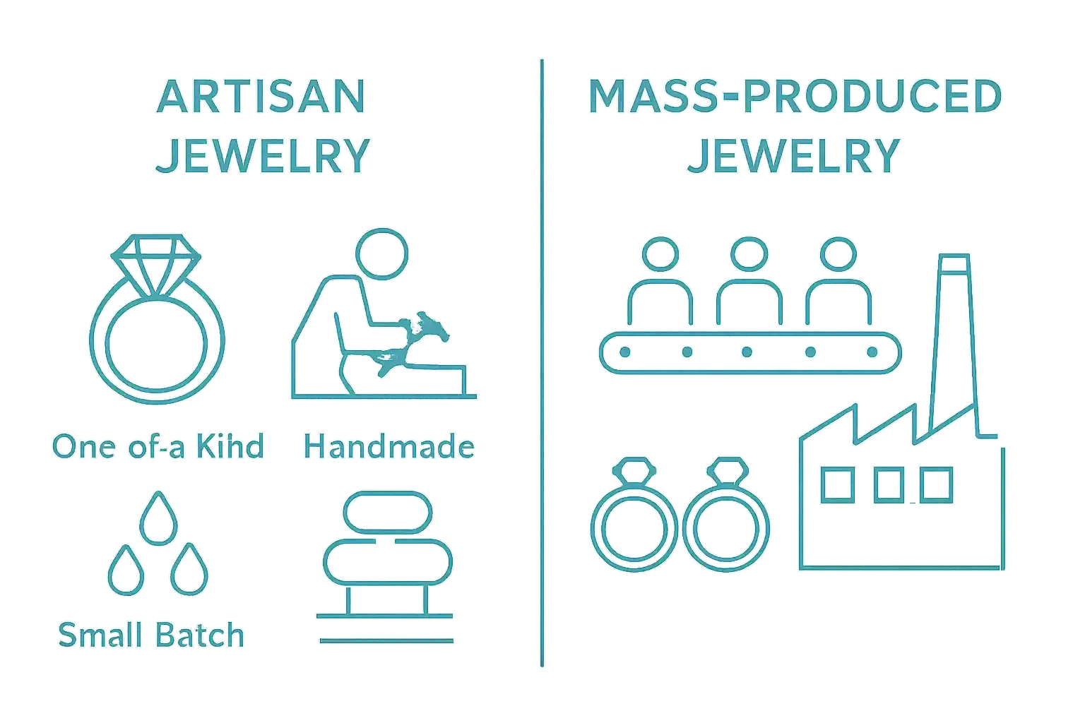 Comparison of artisan and mass-produced jewelry icons