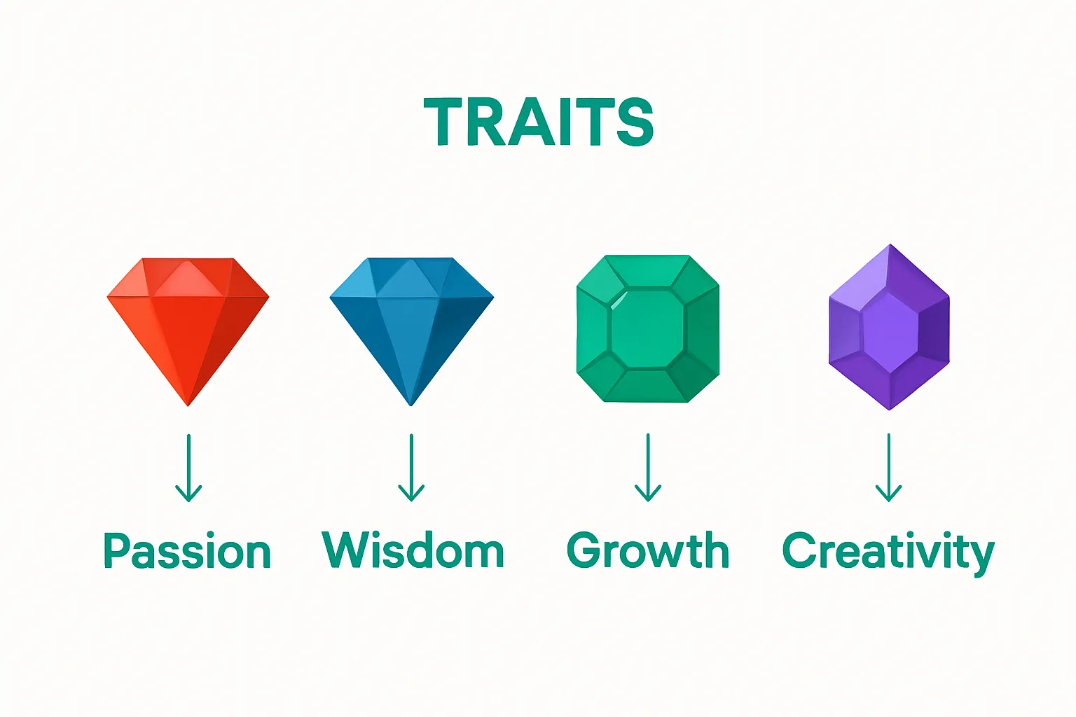 Infographic matching birthstone colors to key personality traits