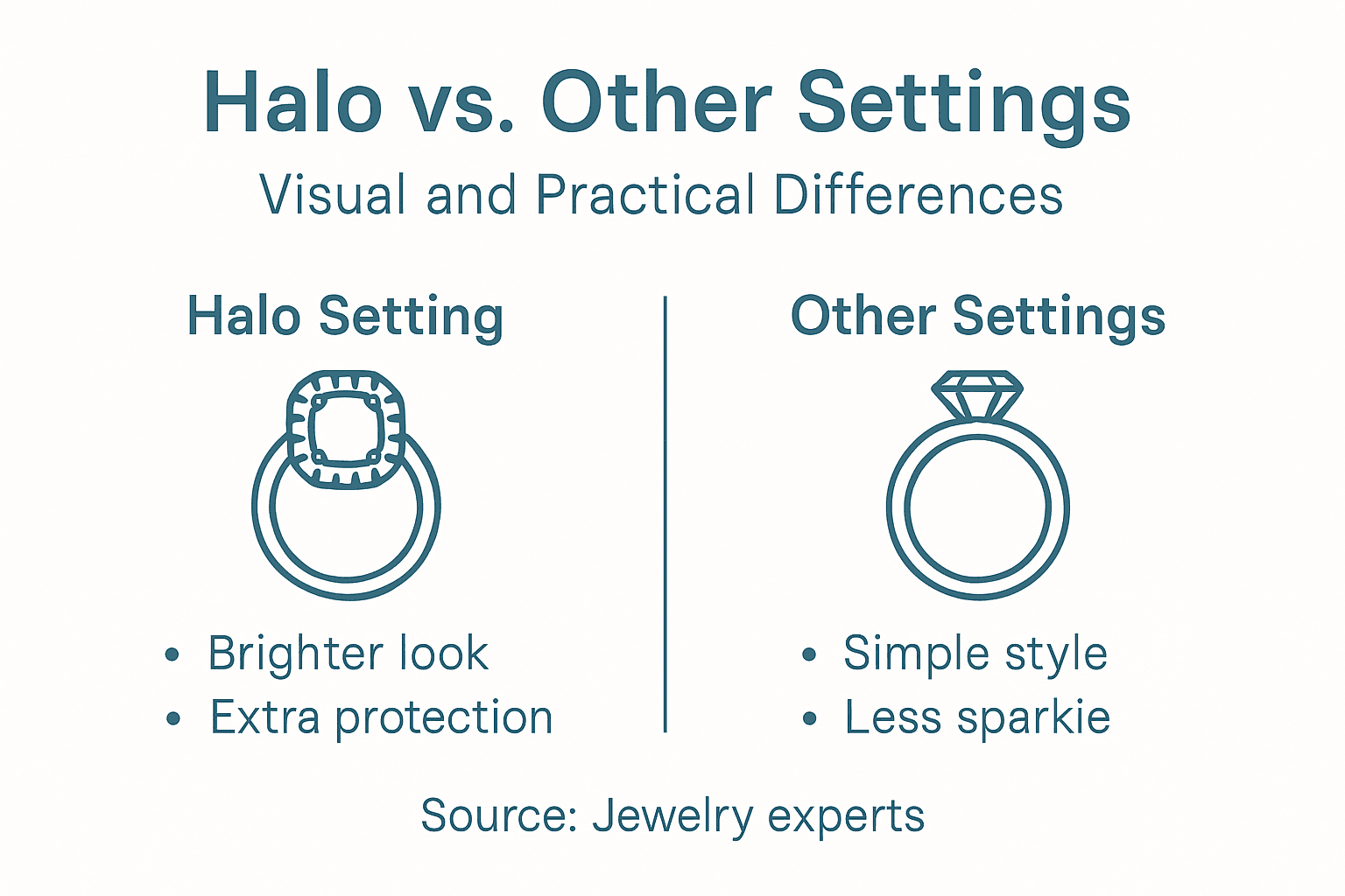 Infographic comparing halo and other ring settings