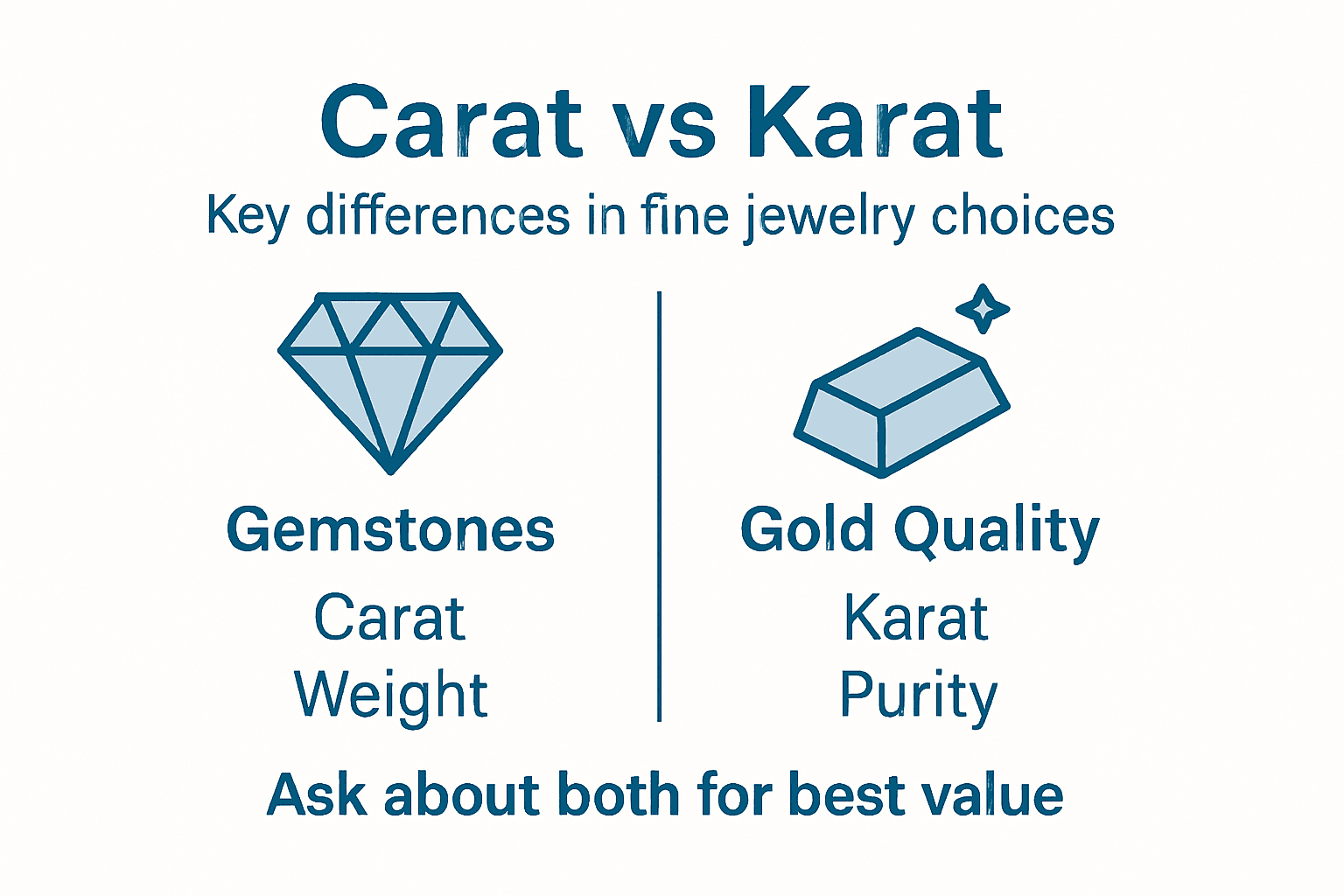 Infographic comparing carat and karat differences