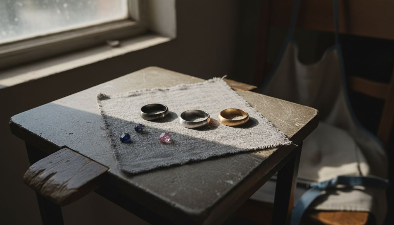 Rhodium plated rings showing color types