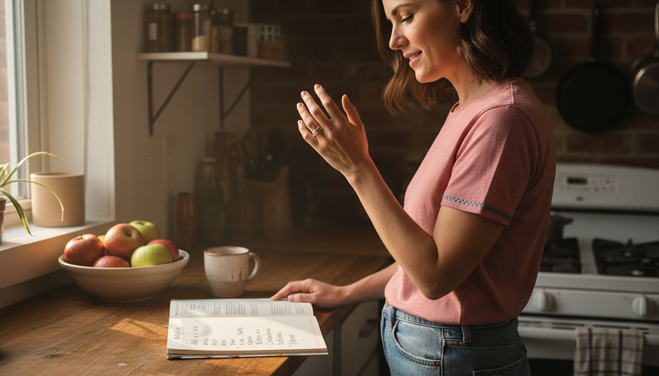 Woman adjusting rings for comfort and fit
