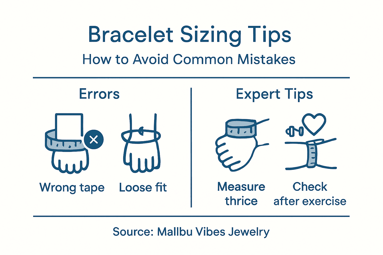 Infographic with bracelet sizing errors and tips