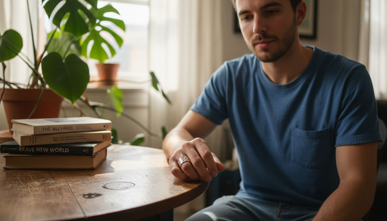 Person feeling hammered ring texture