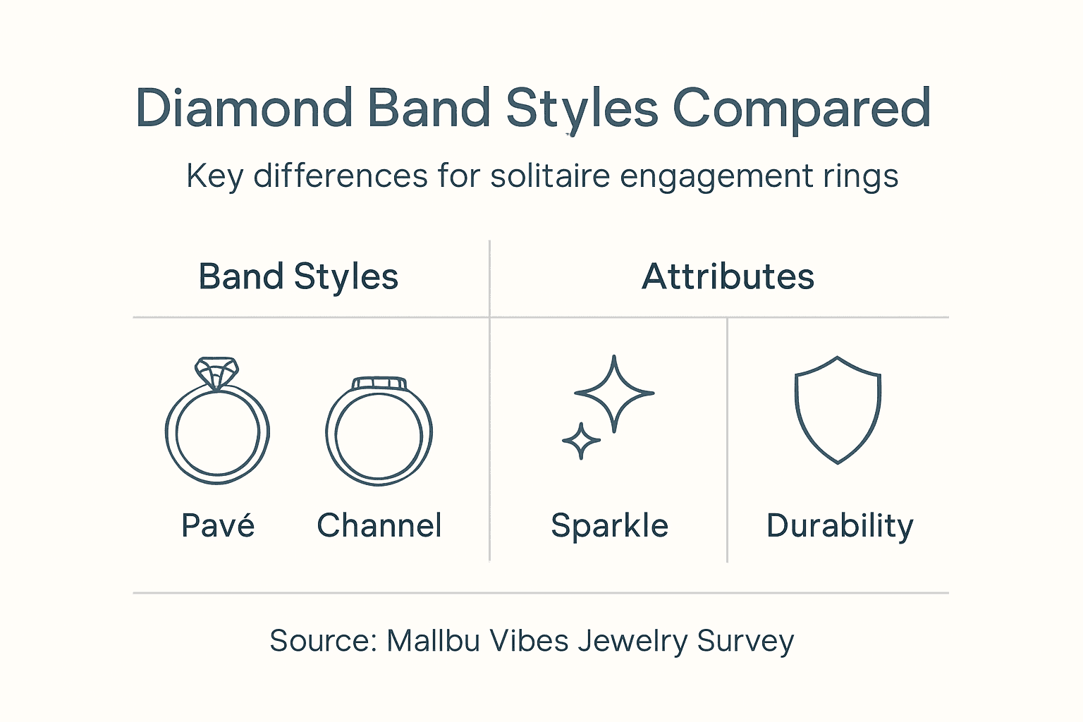 Infographic comparing solitaire diamond band styles