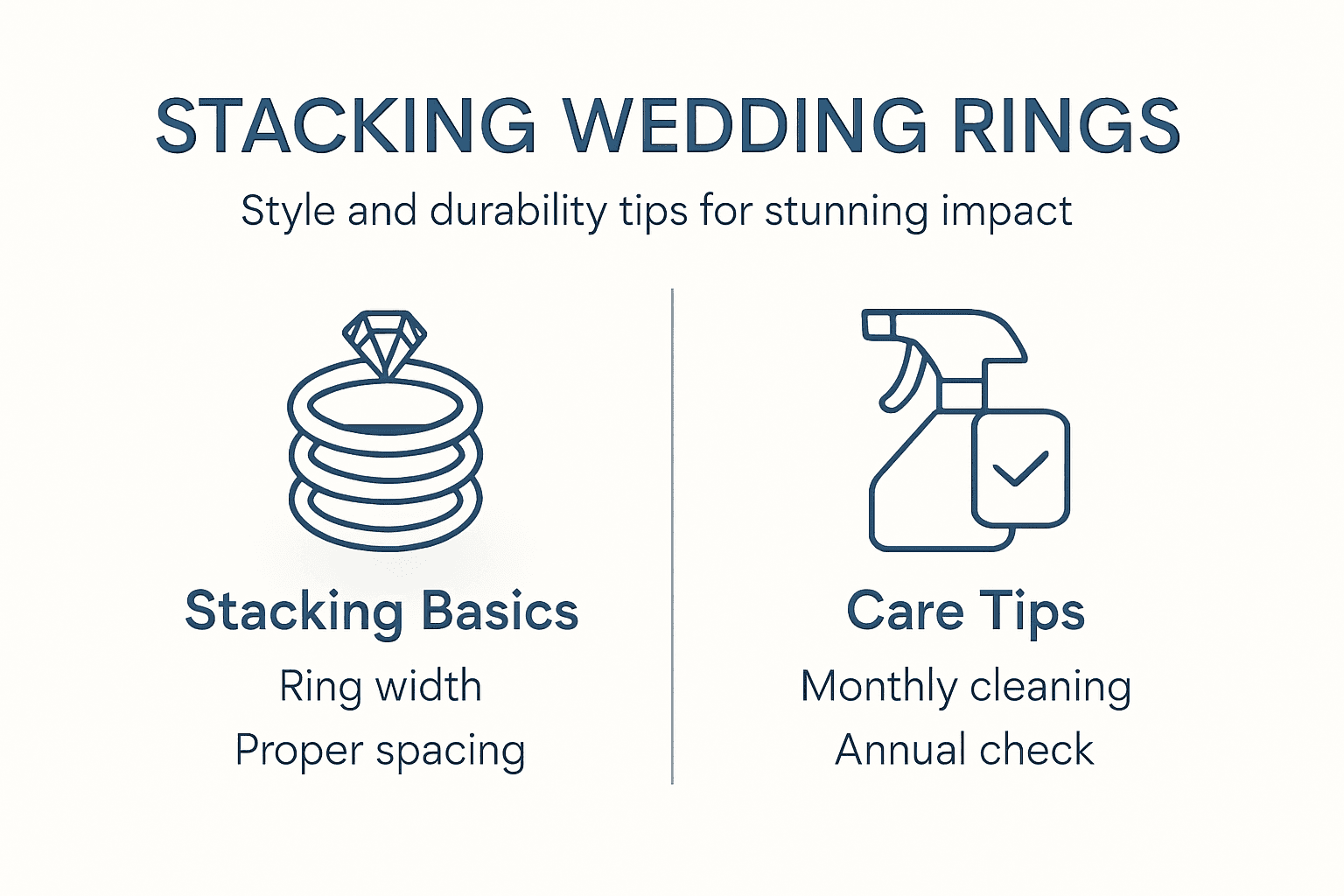 Infographic with ring stacking and care basics