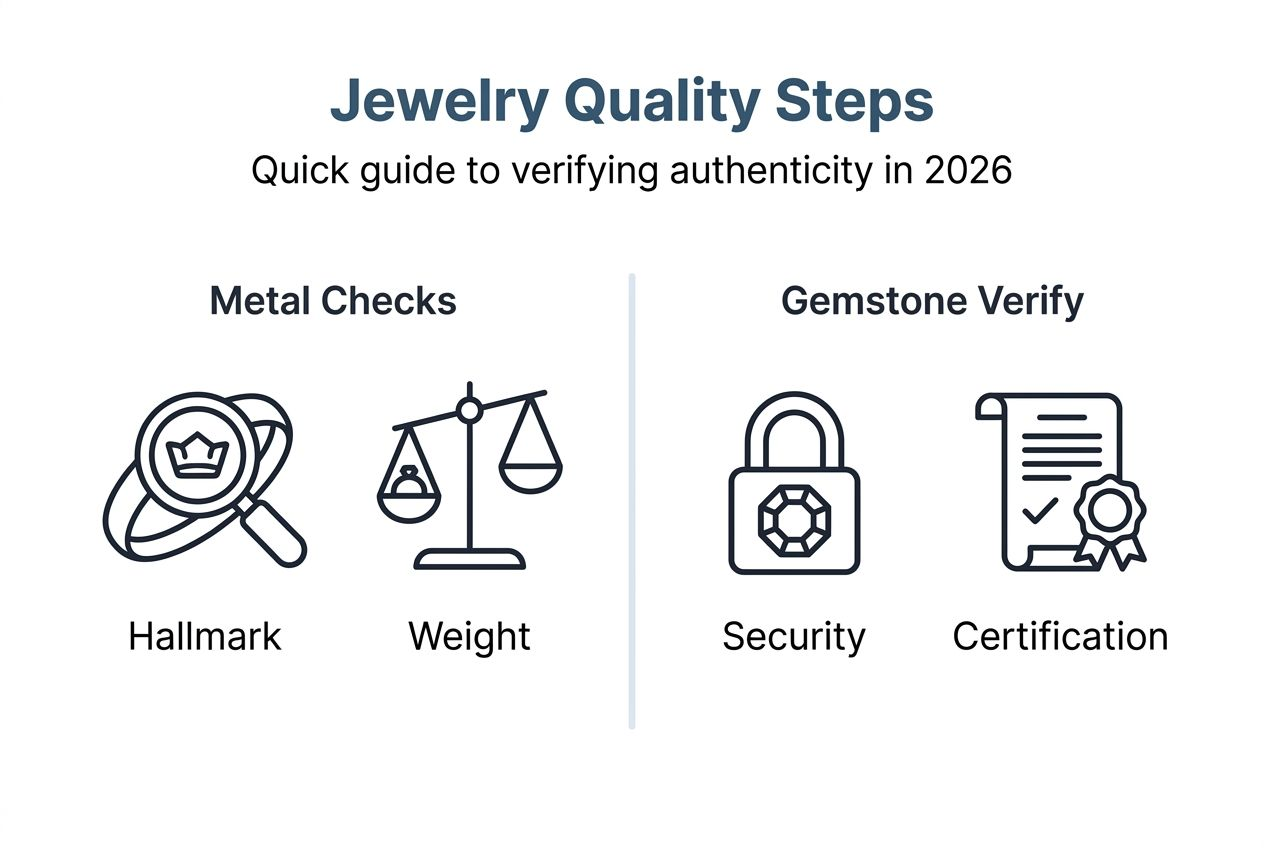 Infographic summarizes jewelry quality steps and checks
