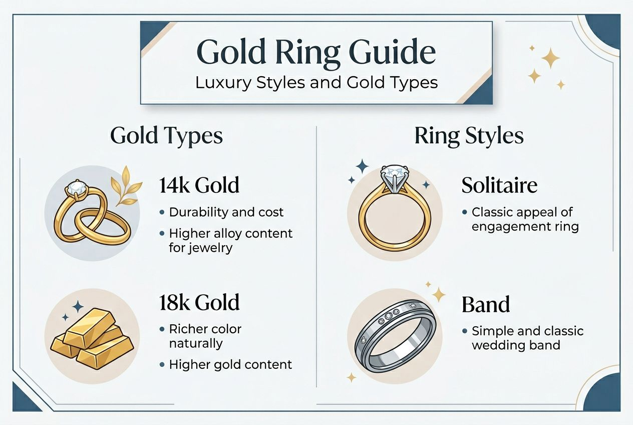 Infographic about gold ring types and styles