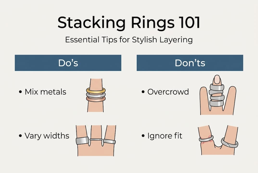 Infographic of stacking ring do's and don'ts