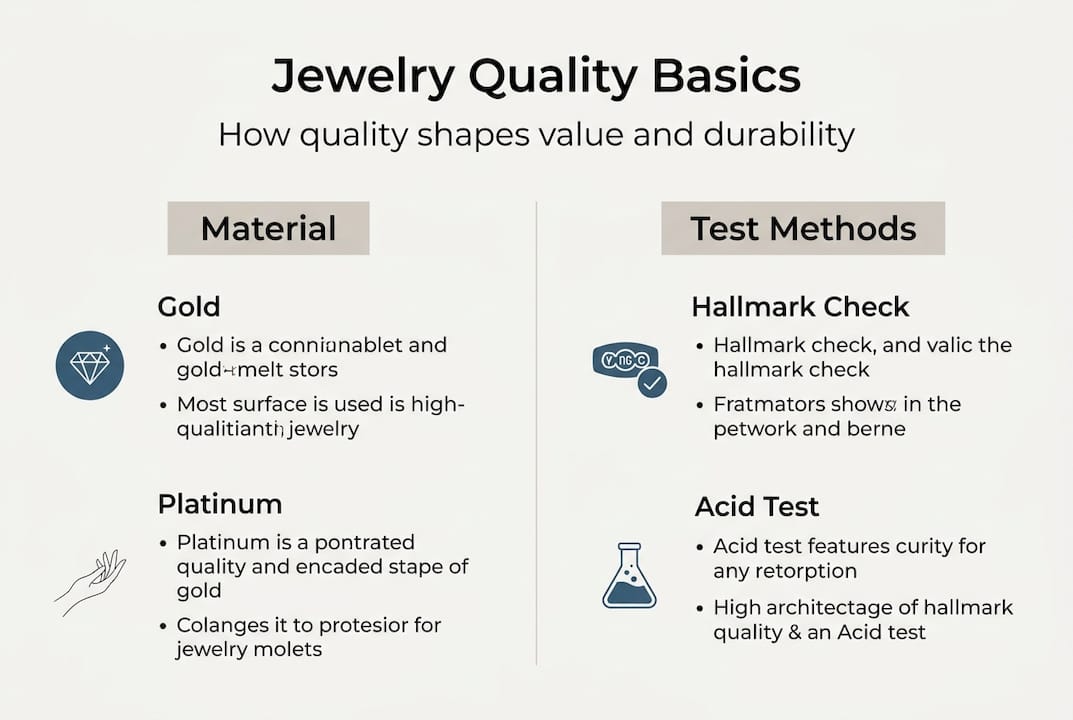 Infographic shows jewelry quality factors and tests