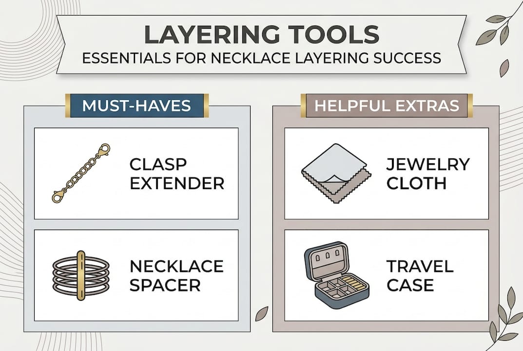 Infographic with key necklace layering tools