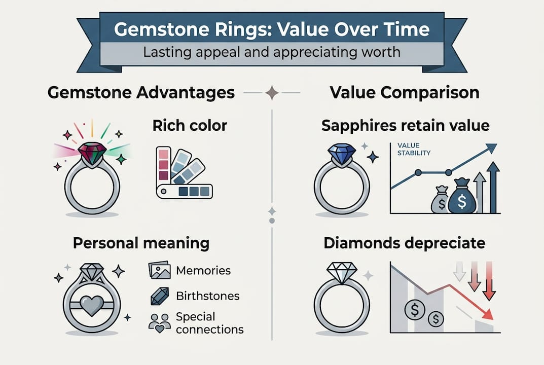 Infographic on gemstone vs diamond ring value