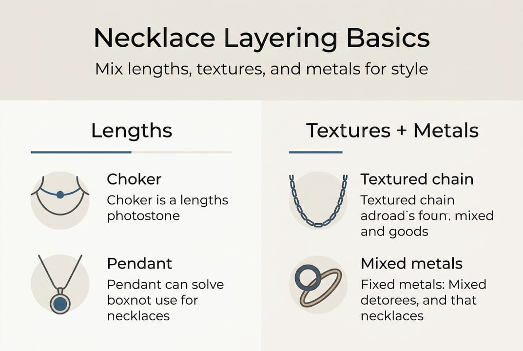 Infographic showing basic necklace layering tips