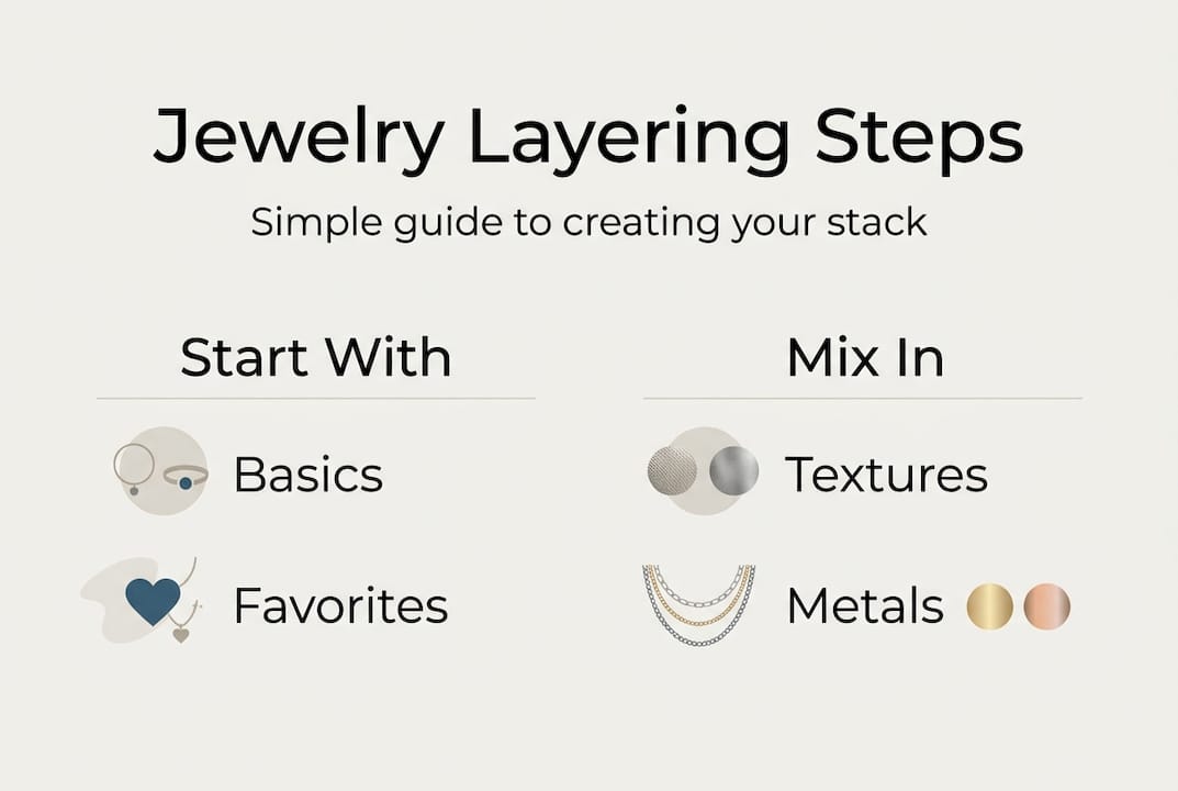 Infographic showing basics of jewelry stacking