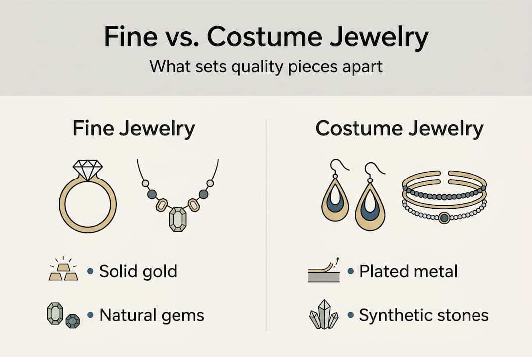 Infographic comparing fine and costume jewelry