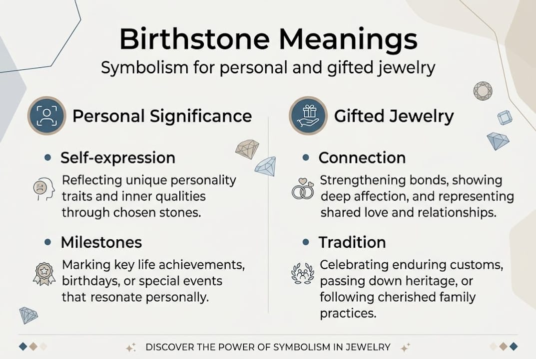 Infographic summarizes birthstone personal and gift meanings