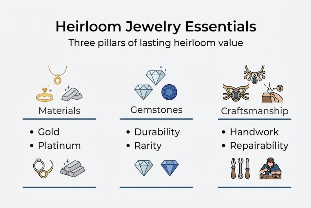 Infographic showing jewelry heirloom pillars