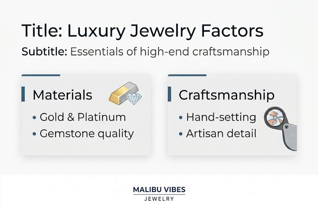 Infographic on luxury jewelry materials and craftsmanship