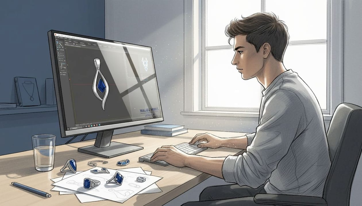 Jewelry designer working with CAD tools