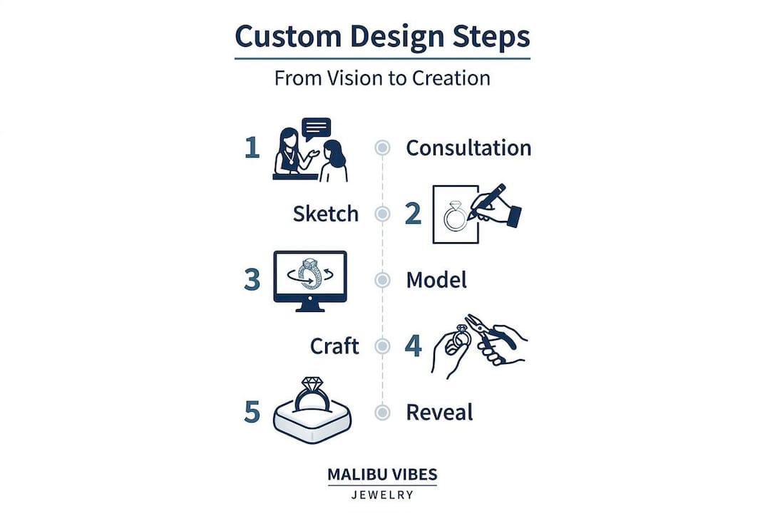 Infographic showing custom jewelry design steps