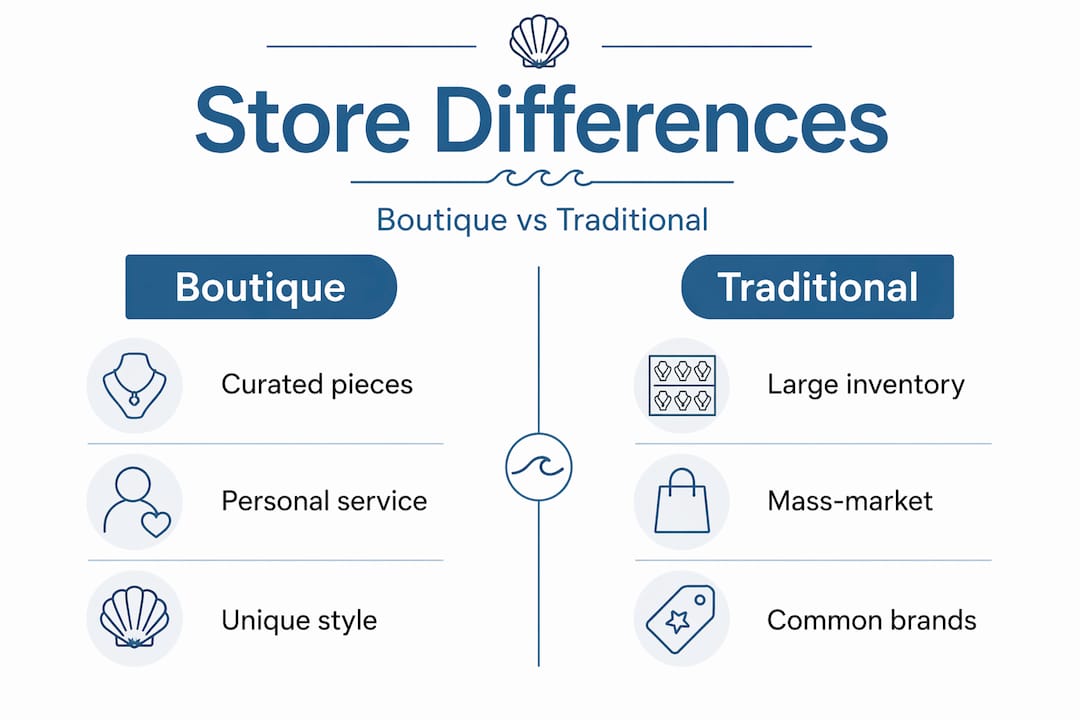 Infographic comparing boutique and traditional stores