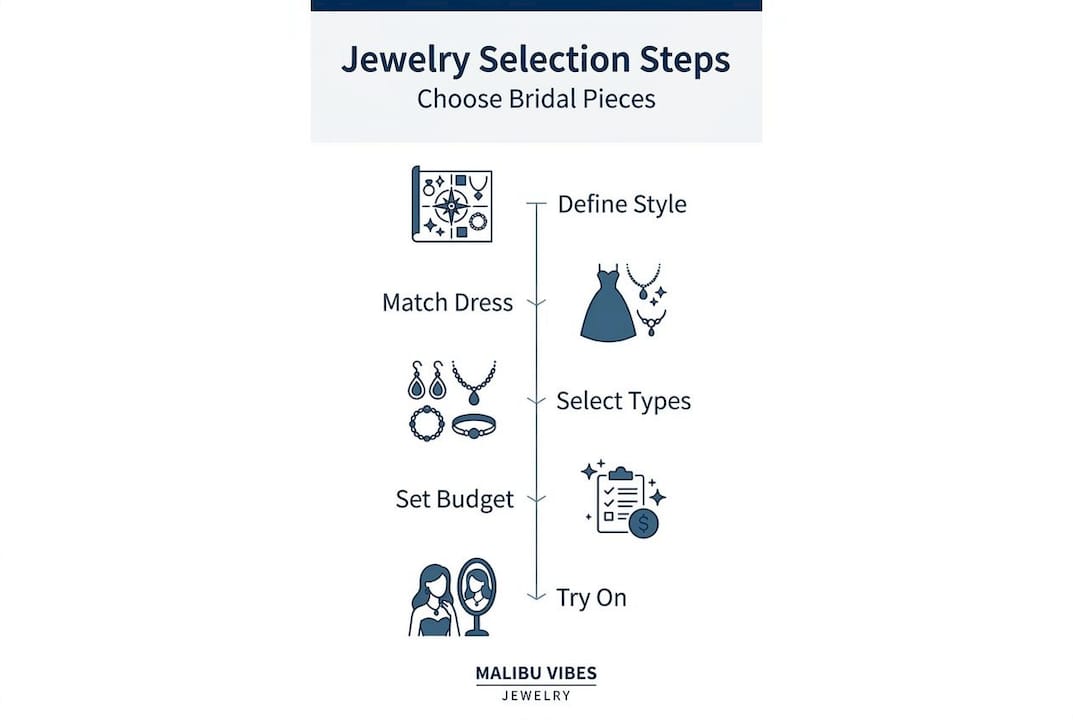 Infographic showing wedding jewelry choosing steps