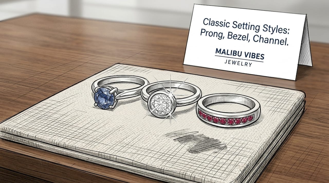 Three rings with mixed gemstone settings